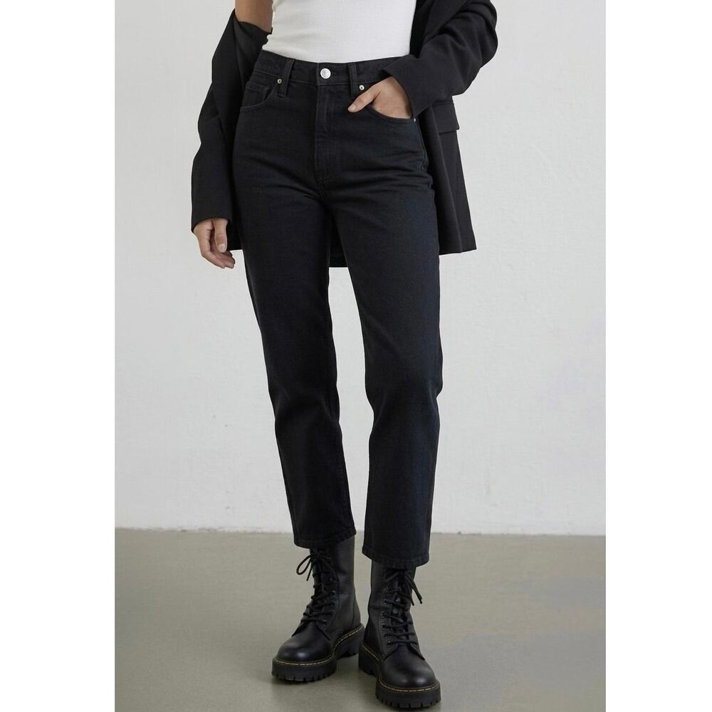 Mother SUPERIOR Study Skimp 26 Black High Waist Straight Leg Jeans